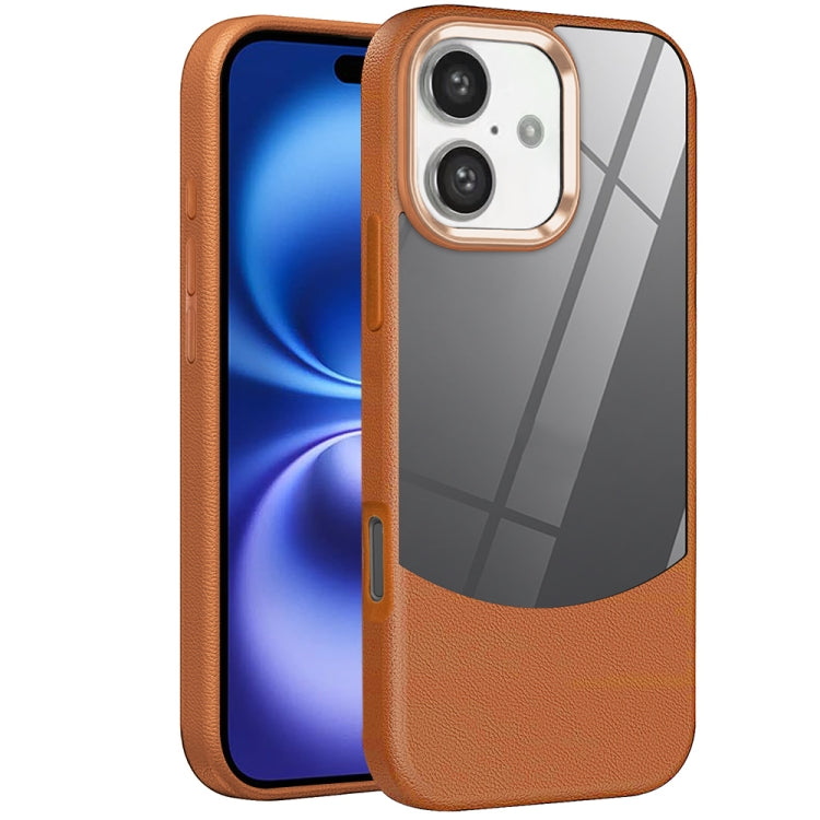 For iPhone 16 Plus Litchi Texture TPU Hybrid Acrylic Phone Case