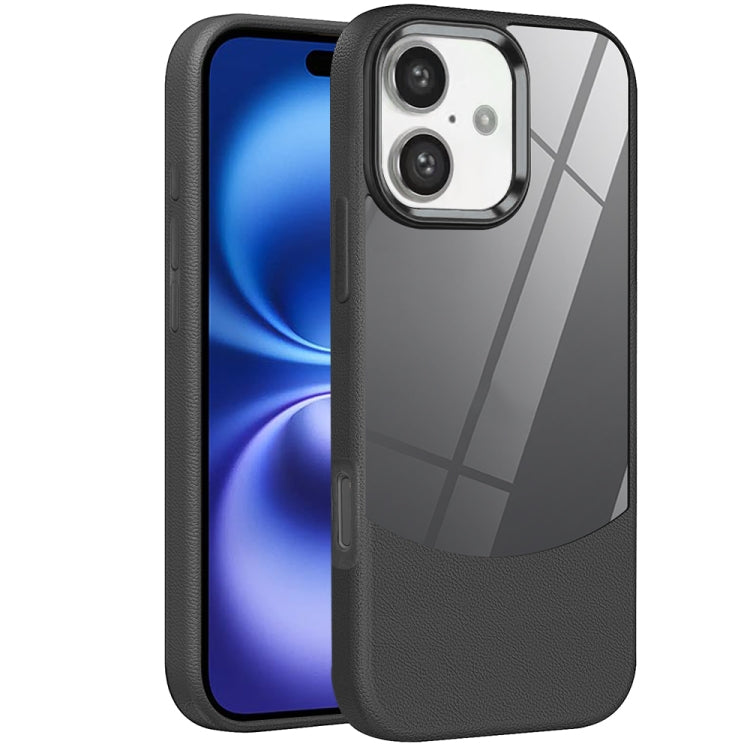 For iPhone 16 Litchi Texture TPU Hybrid Acrylic Phone Case
