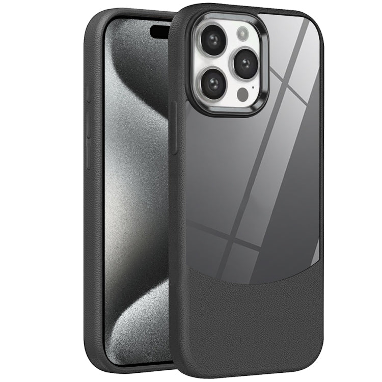 For iPhone 15 Pro Max Litchi Texture TPU Hybrid Acrylic Phone Case