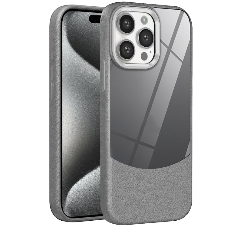 For iPhone 15 Pro Litchi Texture TPU Hybrid Acrylic Phone Case