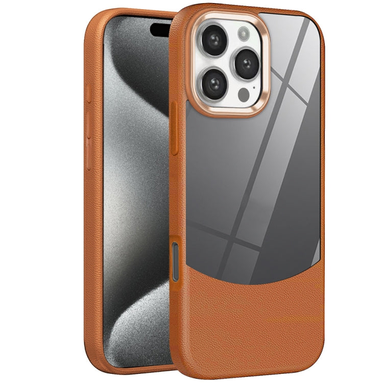 For iPhone 15 Pro Litchi Texture TPU Hybrid Acrylic Phone Case