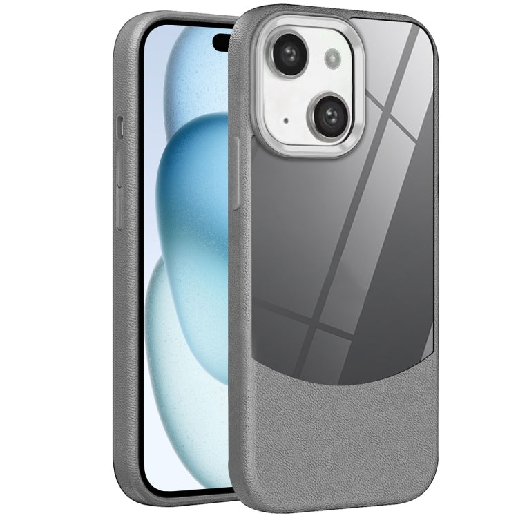 For iPhone 15 Litchi Texture TPU Hybrid Acrylic Phone Case