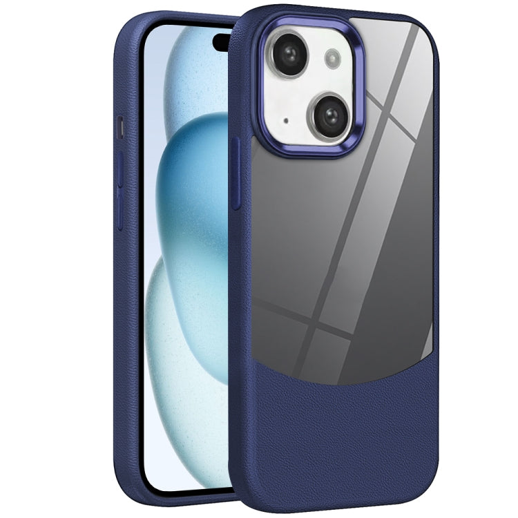 For iPhone 15 Litchi Texture TPU Hybrid Acrylic Phone Case