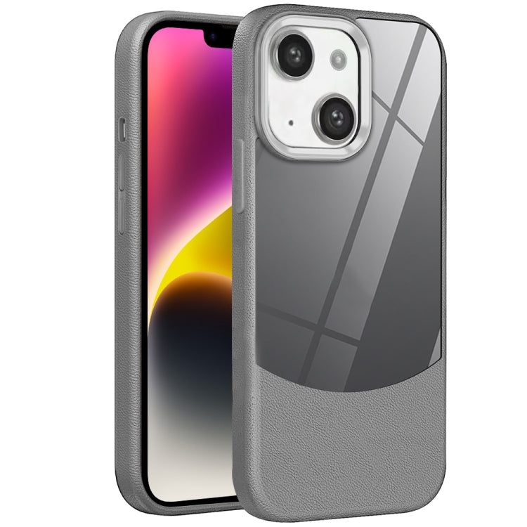 For iPhone 14 Plus Litchi Texture TPU Hybrid Acrylic Phone Case