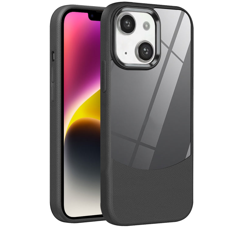 For iPhone 14 Litchi Texture TPU Hybrid Acrylic Phone Case