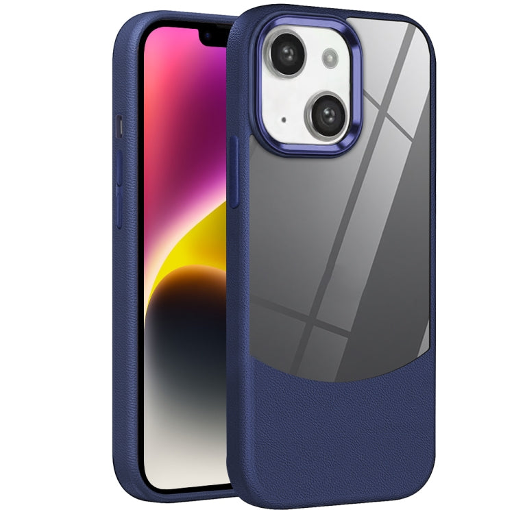 For iPhone 14 Litchi Texture TPU Hybrid Acrylic Phone Case