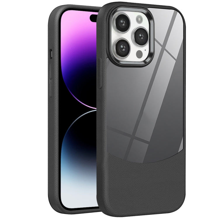 For iPhone 14 Pro Max Litchi Texture TPU Hybrid Acrylic Phone Case