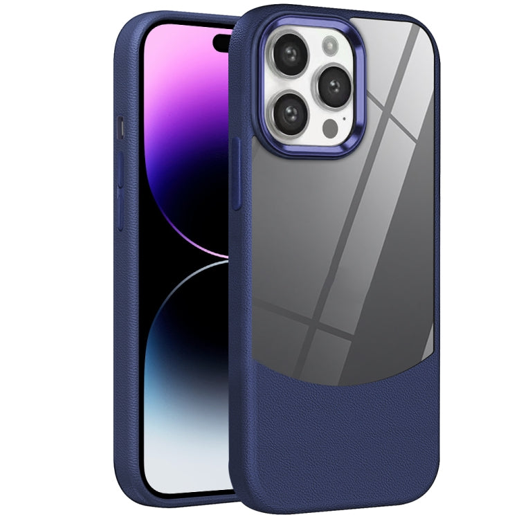 For iPhone 14 Pro Max Litchi Texture TPU Hybrid Acrylic Phone Case