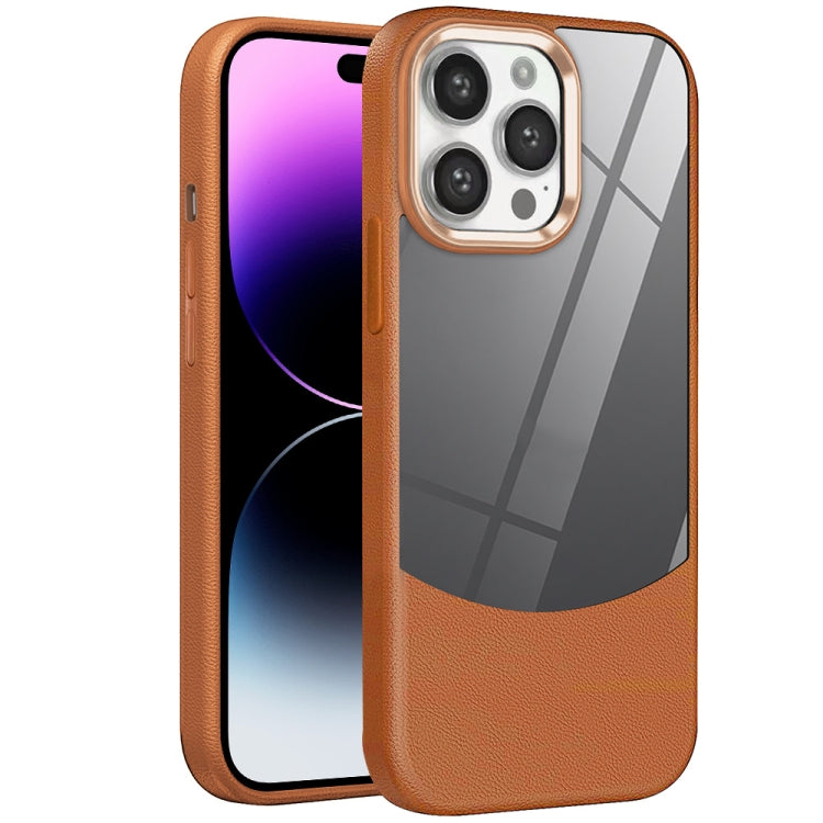 For iPhone 14 Pro Max Litchi Texture TPU Hybrid Acrylic Phone Case