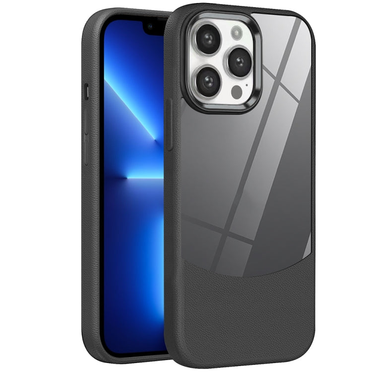 For iPhone 13 Pro Max Litchi Texture TPU Hybrid Acrylic Phone Case