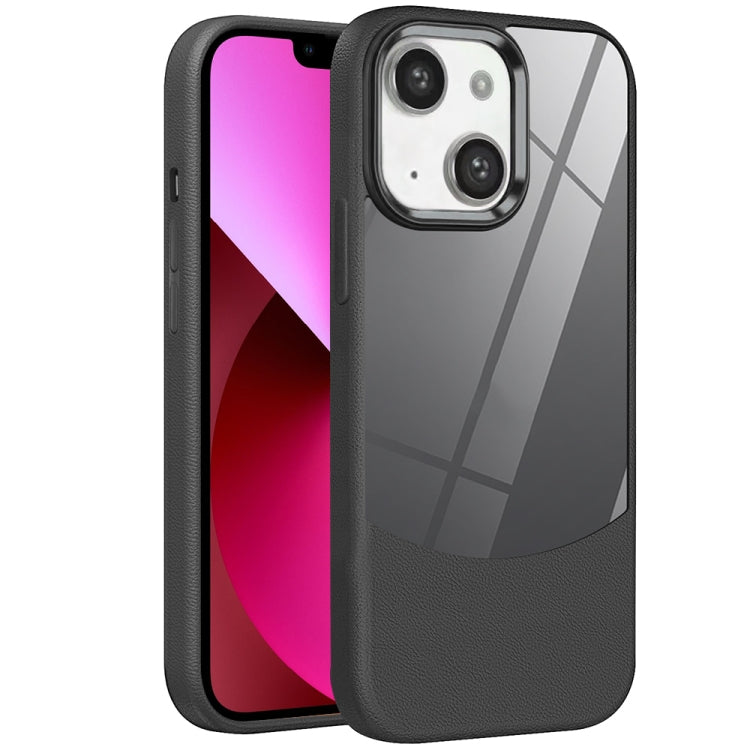 For iPhone 13 Litchi Texture TPU Hybrid Acrylic Phone Case