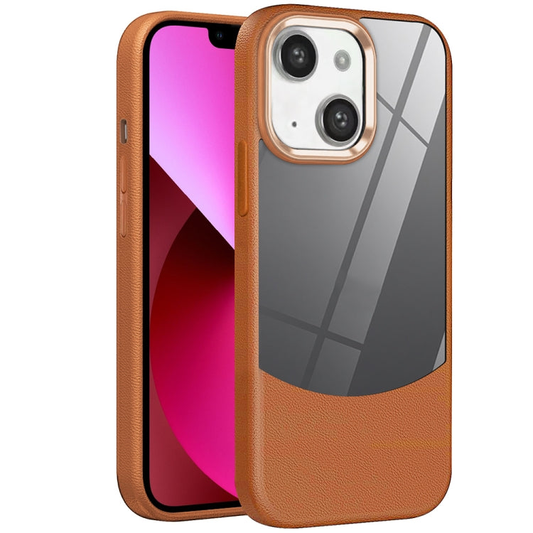 For iPhone 13 Litchi Texture TPU Hybrid Acrylic Phone Case