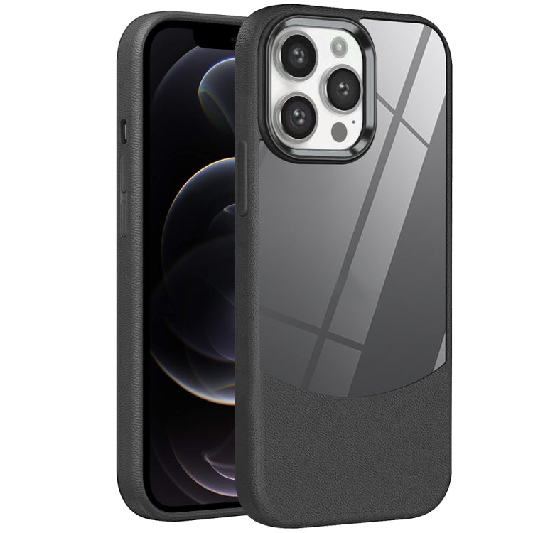 For iPhone 12 Pro Litchi Texture TPU Hybrid Acrylic Phone Case