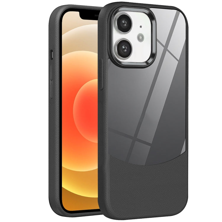 For iPhone 12 Litchi Texture TPU Hybrid Acrylic Phone Case