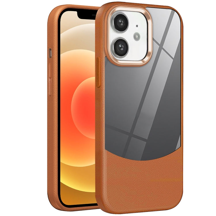 For iPhone 12 Litchi Texture TPU Hybrid Acrylic Phone Case