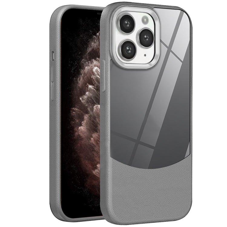 For iPhone 11 Pro Max Litchi Texture TPU Hybrid Acrylic Phone Case