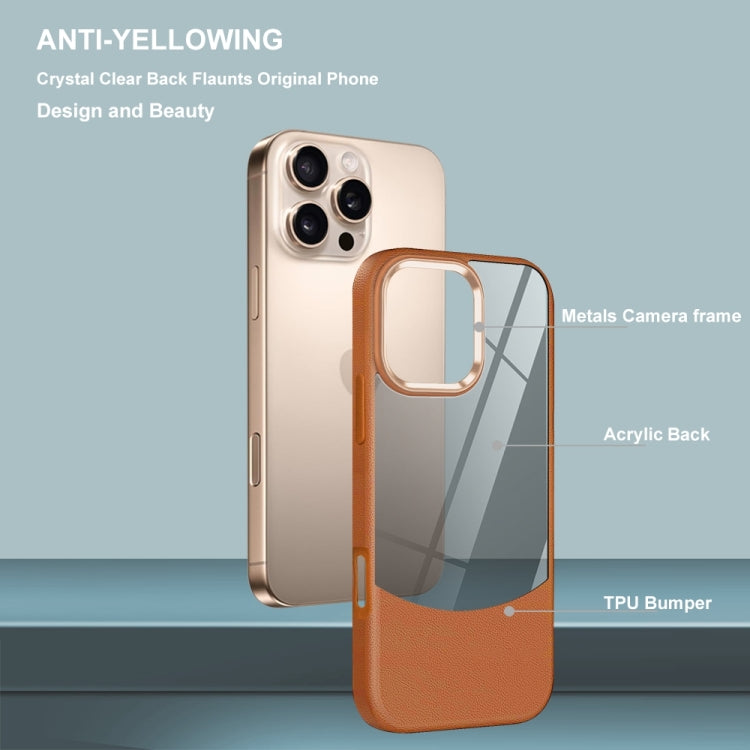 For iPhone 15 Pro Max Litchi Texture TPU Hybrid Acrylic Phone Case