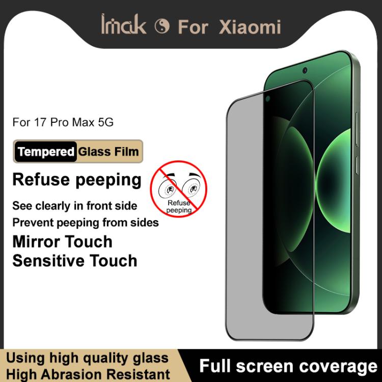 For Xiaomi 17 Pro Max imak HD Full Screen Anti-spy Tempered Glass Protective Film