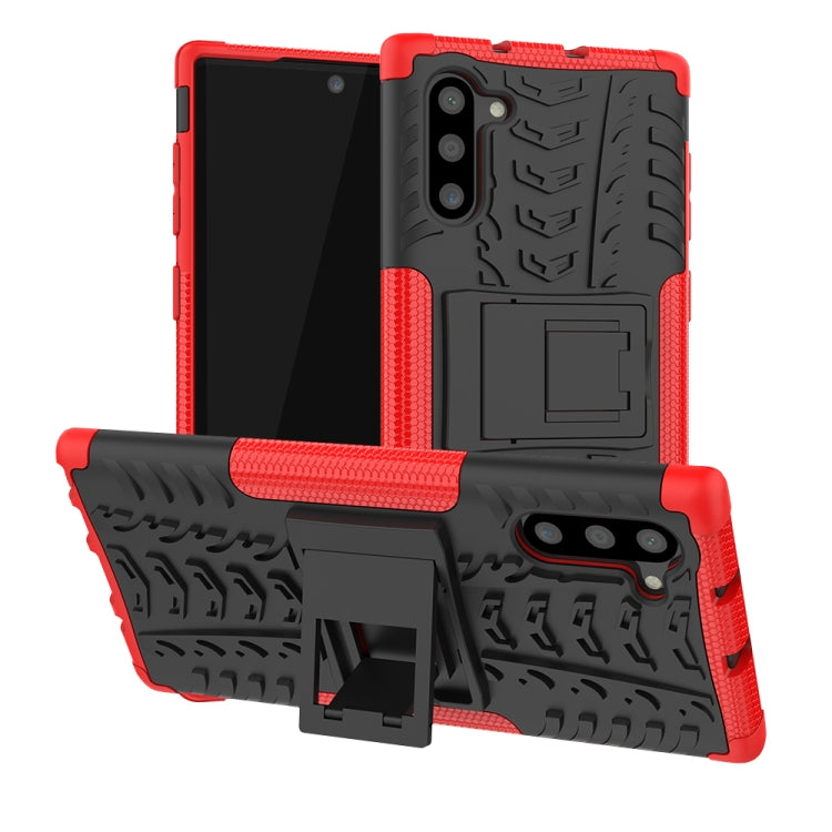For Samsung Galaxy Note10 Tire Texture Shockproof TPU+PC Protective Case with Holder