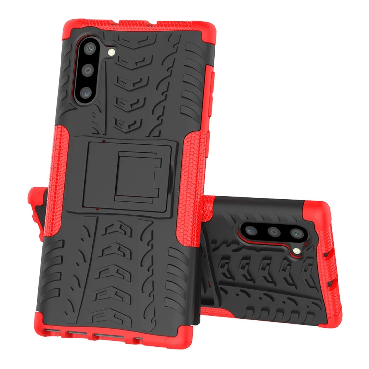 For Samsung Galaxy Note10 Tire Texture Shockproof TPU+PC Protective Case with Holder