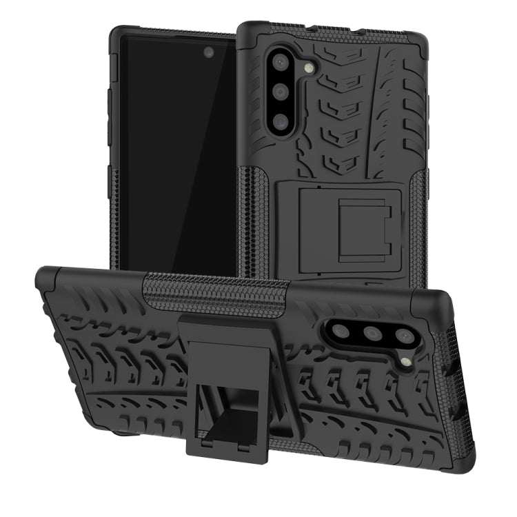 For Samsung Galaxy Note10 Tire Texture Shockproof TPU+PC Protective Case with Holder