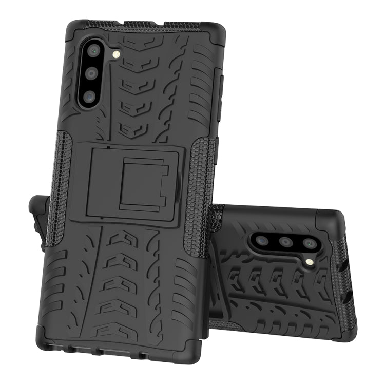 For Samsung Galaxy Note10 Tire Texture Shockproof TPU+PC Protective Case with Holder