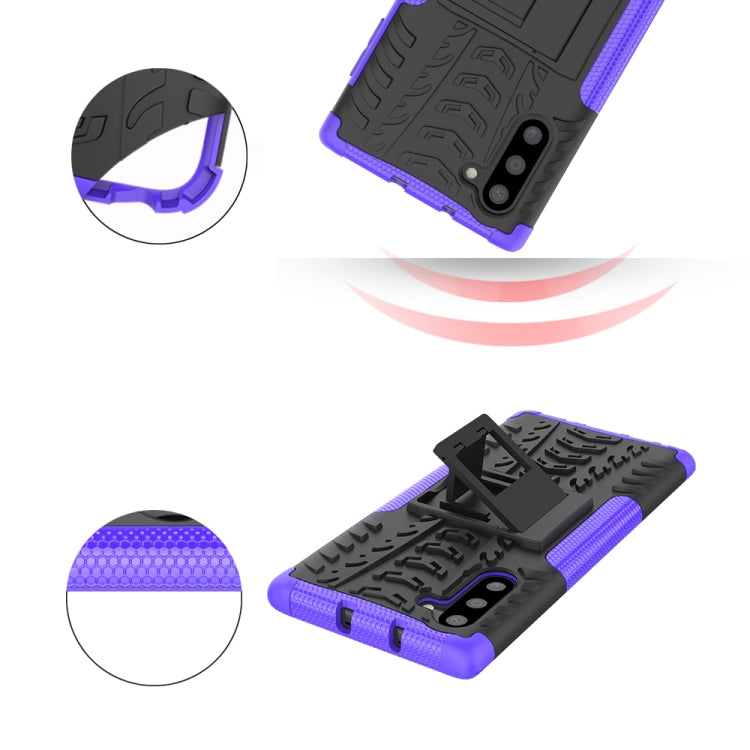 For Samsung Galaxy Note10 Tire Texture Shockproof TPU+PC Protective Case with Holder