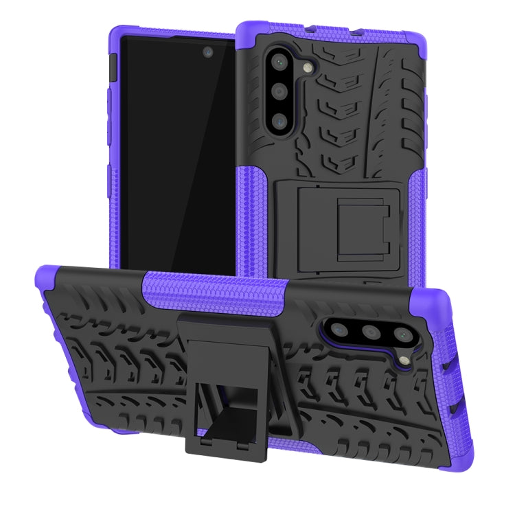 For Samsung Galaxy Note10 Tire Texture Shockproof TPU+PC Protective Case with Holder
