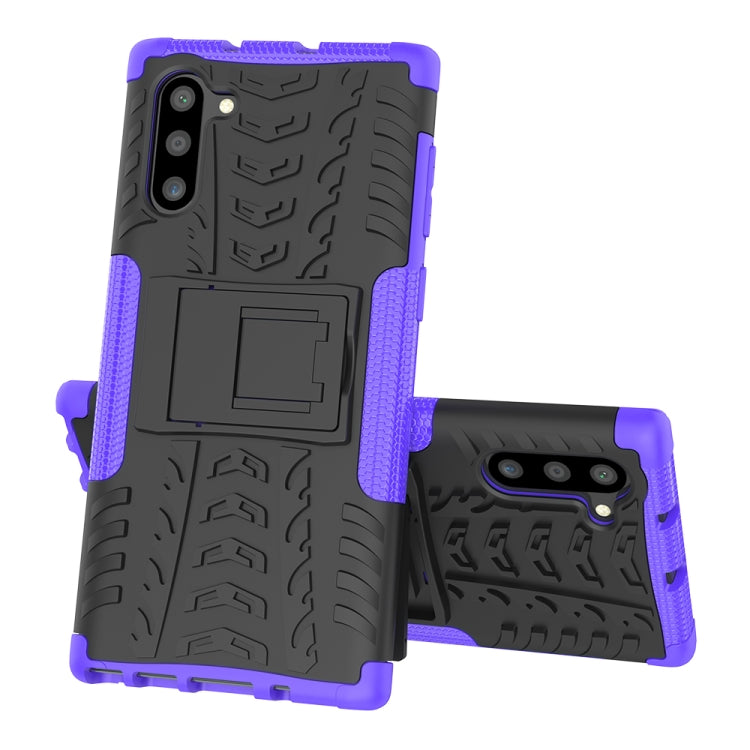 For Samsung Galaxy Note10 Tire Texture Shockproof TPU+PC Protective Case with Holder