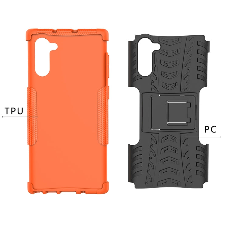 For Samsung Galaxy Note10 Tire Texture Shockproof TPU+PC Protective Case with Holder