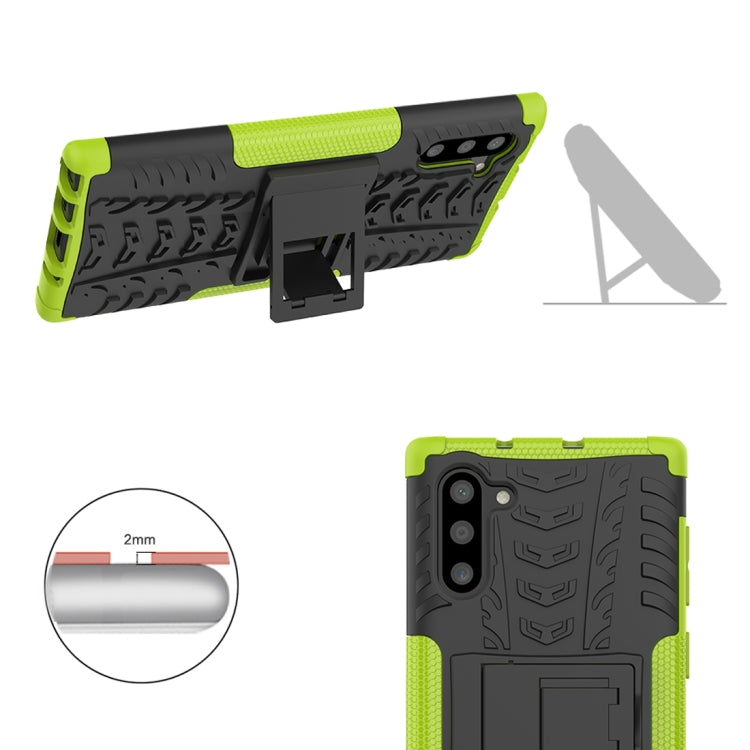 For Samsung Galaxy Note10 Tire Texture Shockproof TPU+PC Protective Case with Holder
