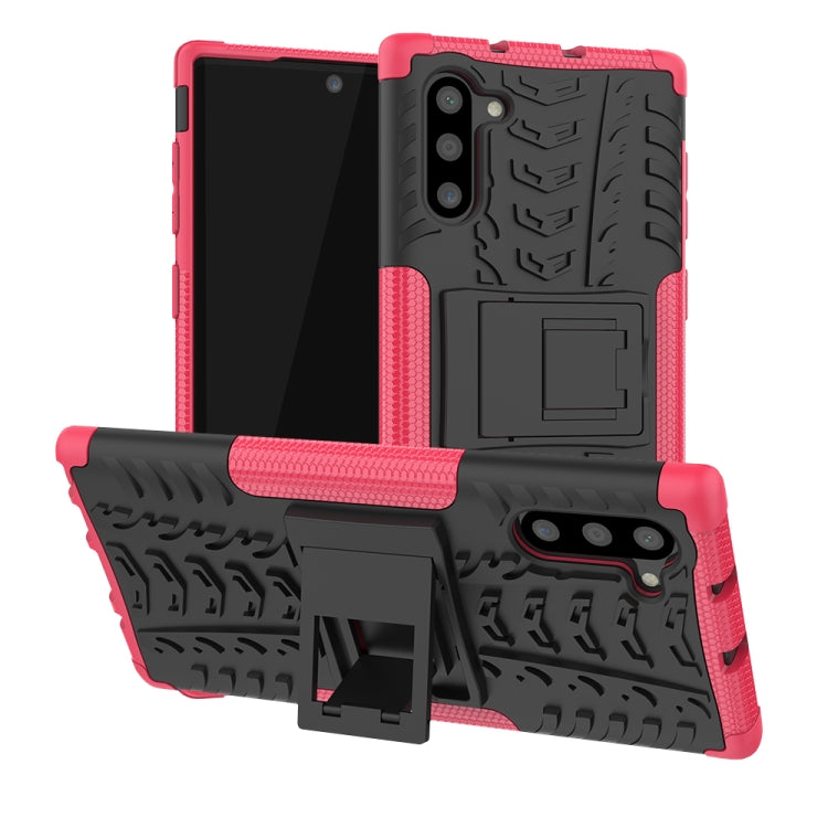 For Samsung Galaxy Note10 Tire Texture Shockproof TPU+PC Protective Case with Holder