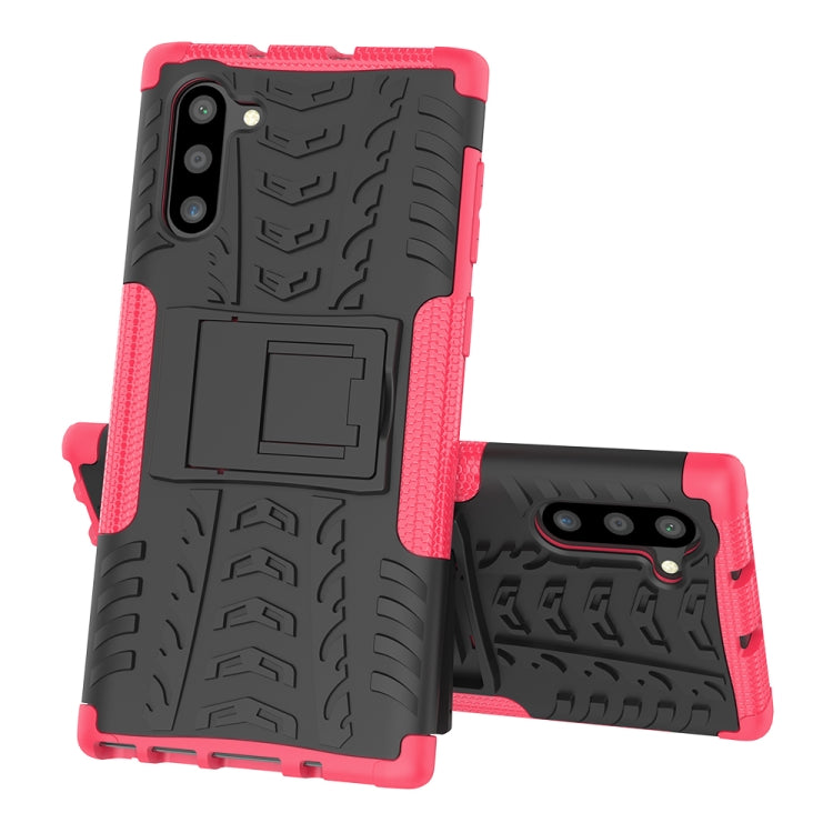 For Samsung Galaxy Note10 Tire Texture Shockproof TPU+PC Protective Case with Holder