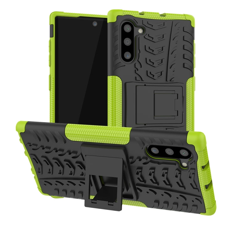 For Samsung Galaxy Note10 Tire Texture Shockproof TPU+PC Protective Case with Holder