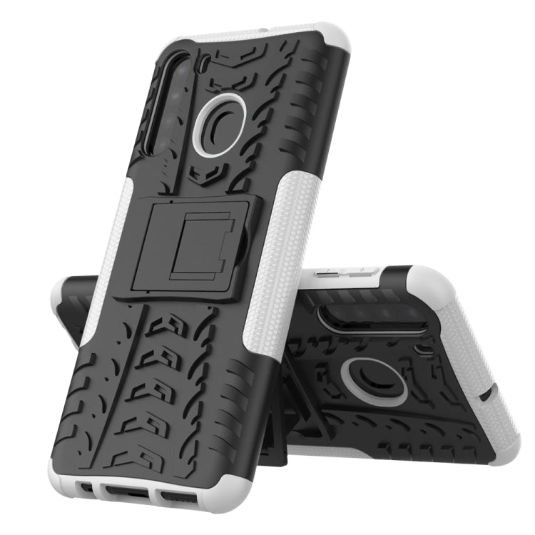 For Samsung Galaxy A21 (EU Version) Tire Texture Shockproof TPU+PC Protective Case with Holder