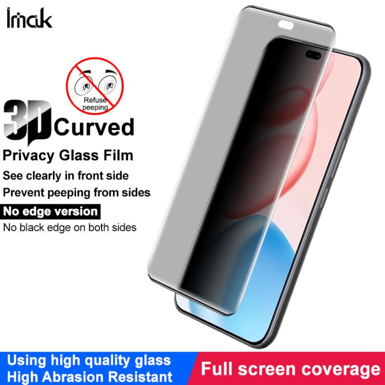 For Honor 400 Pro Global 160.8mm imak No Edge Version 3D Curved Privacy Full Screen Tempered Glass Film