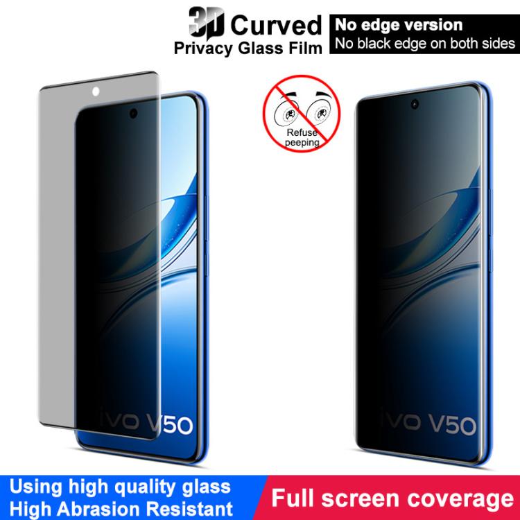 For vivo V50 5G imak No Edge Version 3D Curved Privacy Full Screen Tempered Glass Film