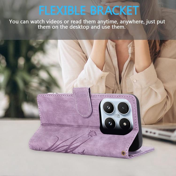 For Xiaomi 17 Orchid Butterfly Embossed Leather Phone Case