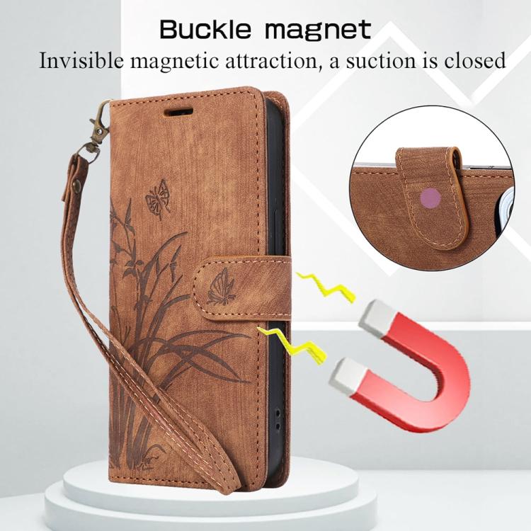 For Xiaomi 17 Orchid Butterfly Embossed Leather Phone Case