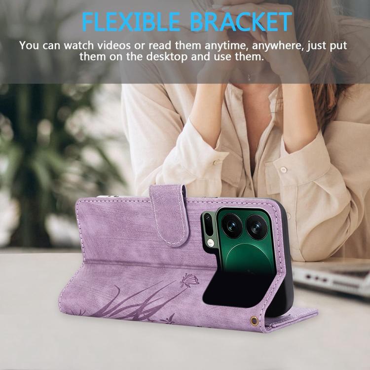 For Xiaomi 17 Pro Orchid Butterfly Embossed Leather Phone Case