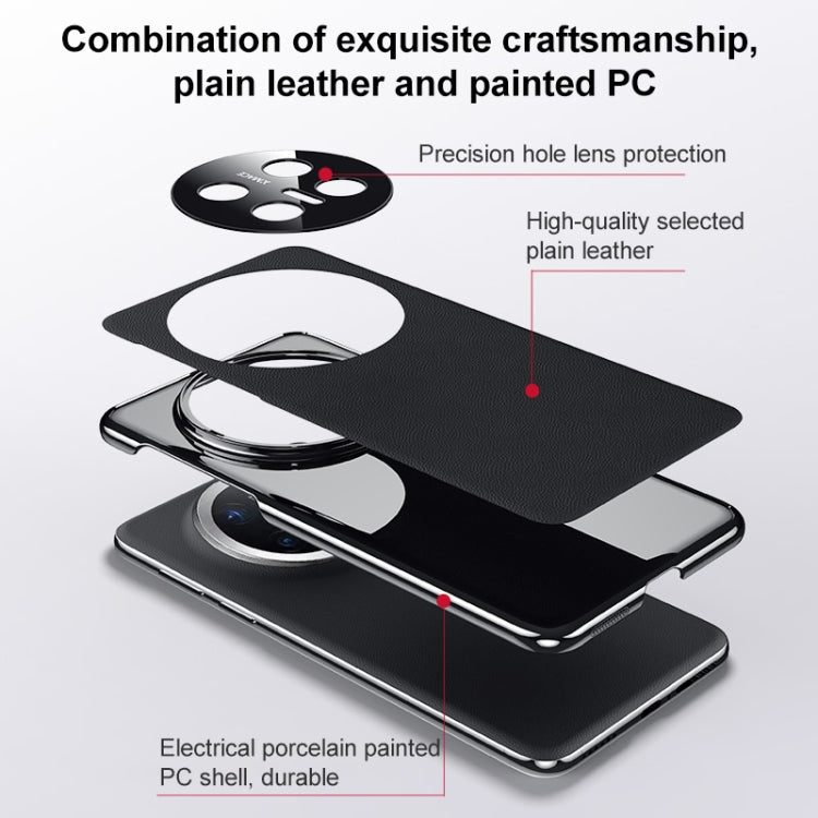 For Huawei Mate 70 Plain Leather Series Shockproof Phone Case