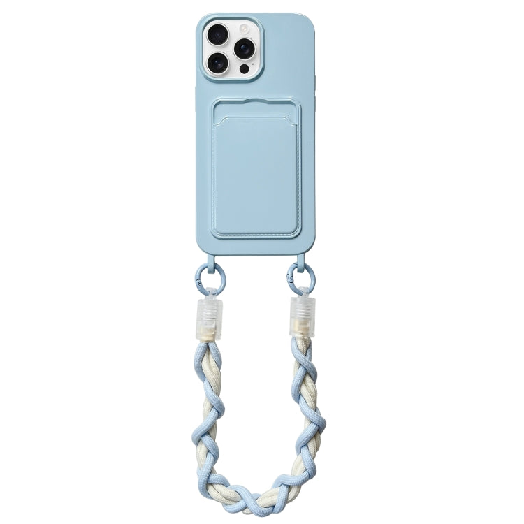 For iPhone 16 Pro Dopamine Card Slot Phone Case with Lanyard