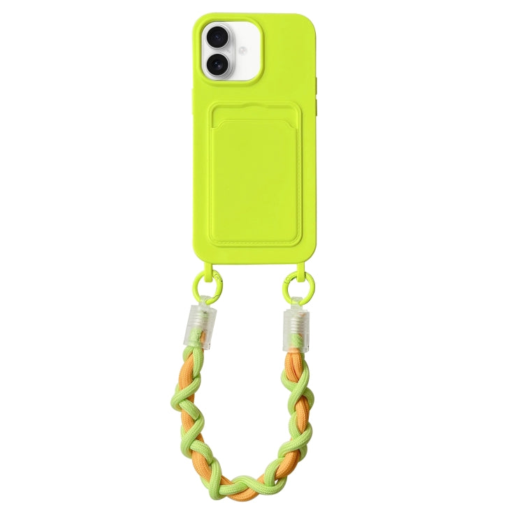 For iPhone 16 Plus Dopamine Card Slot Phone Case with Lanyard
