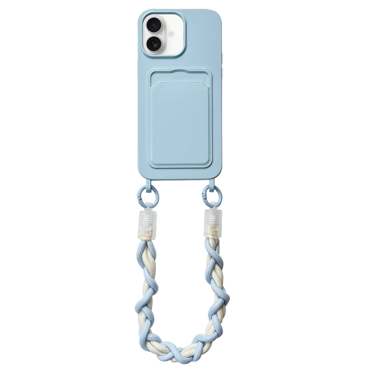 For iPhone 16 Dopamine Card Slot Phone Case with Lanyard