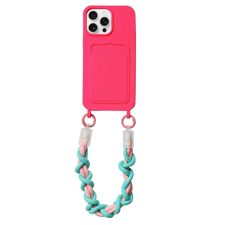 For iPhone 15 Pro Max Dopamine Card Slot Phone Case with Lanyard