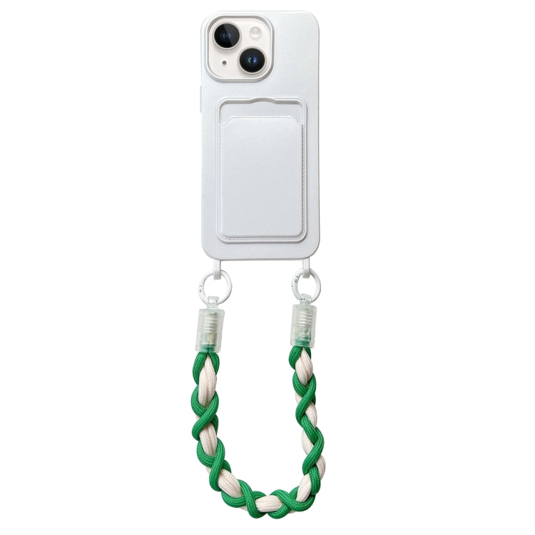 For iPhone 15 Dopamine Card Slot Phone Case with Lanyard