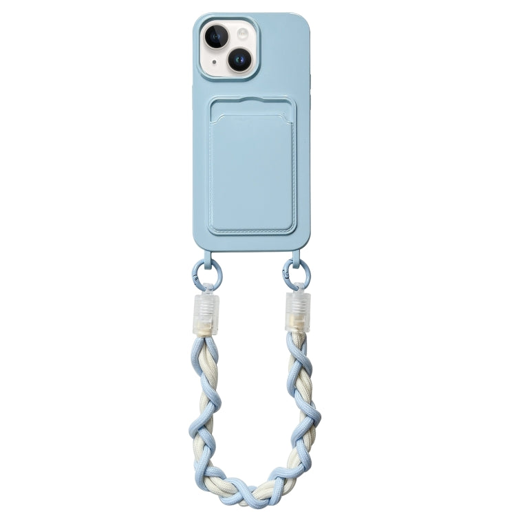 For iPhone 14 Dopamine Card Slot Phone Case with Lanyard
