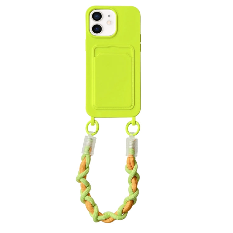For iPhone 12 Dopamine Card Slot Phone Case with Lanyard