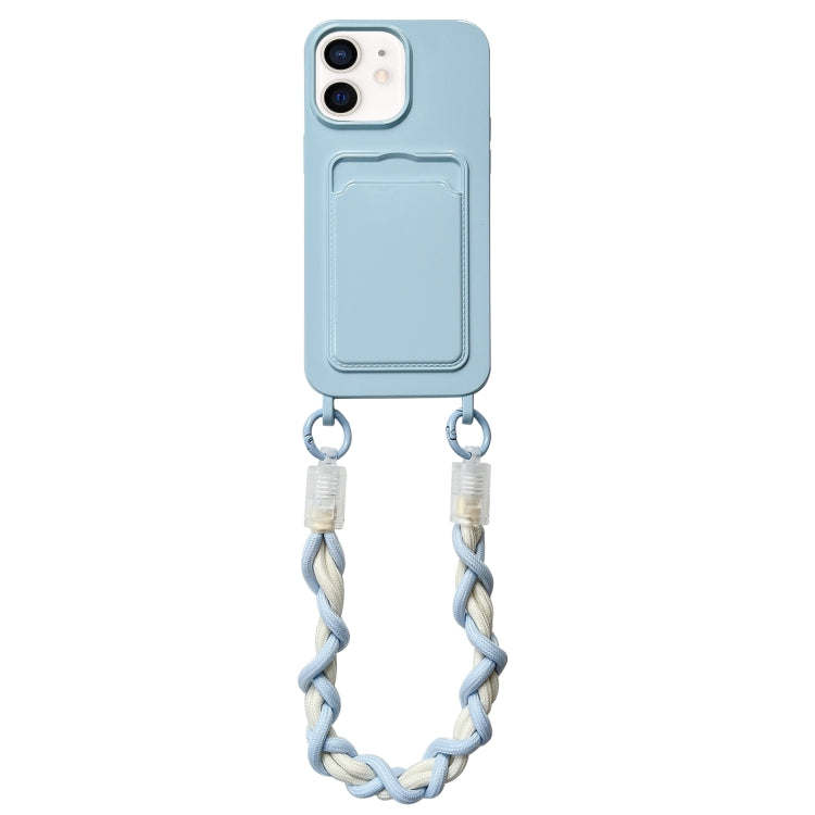 For iPhone 12 Dopamine Card Slot Phone Case with Lanyard