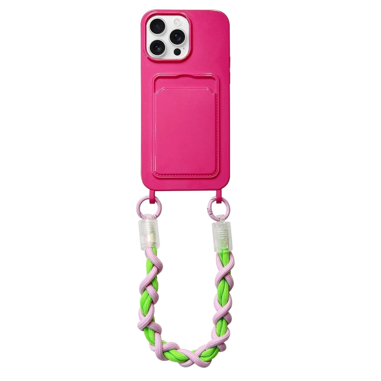 For iPhone 12 Pro Max Dopamine Card Slot Phone Case with Lanyard